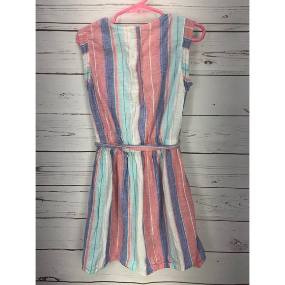 Carter’s Linen Striped size 6 short sleeve‎ tie waist Dress - Picture 2 of 8